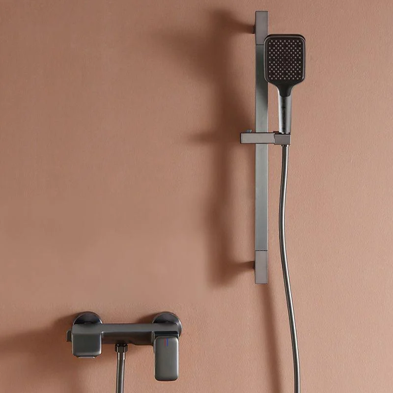 Modern Shower Set Solid Color Wall Mounted Slide Bar Included Shower Combo -Bathlova