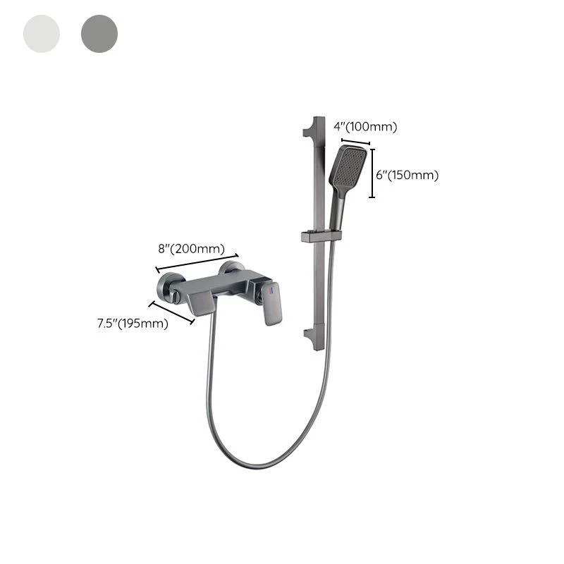 Modern Shower Set Solid Color Wall Mounted Slide Bar Included Shower Combo -Bathlova