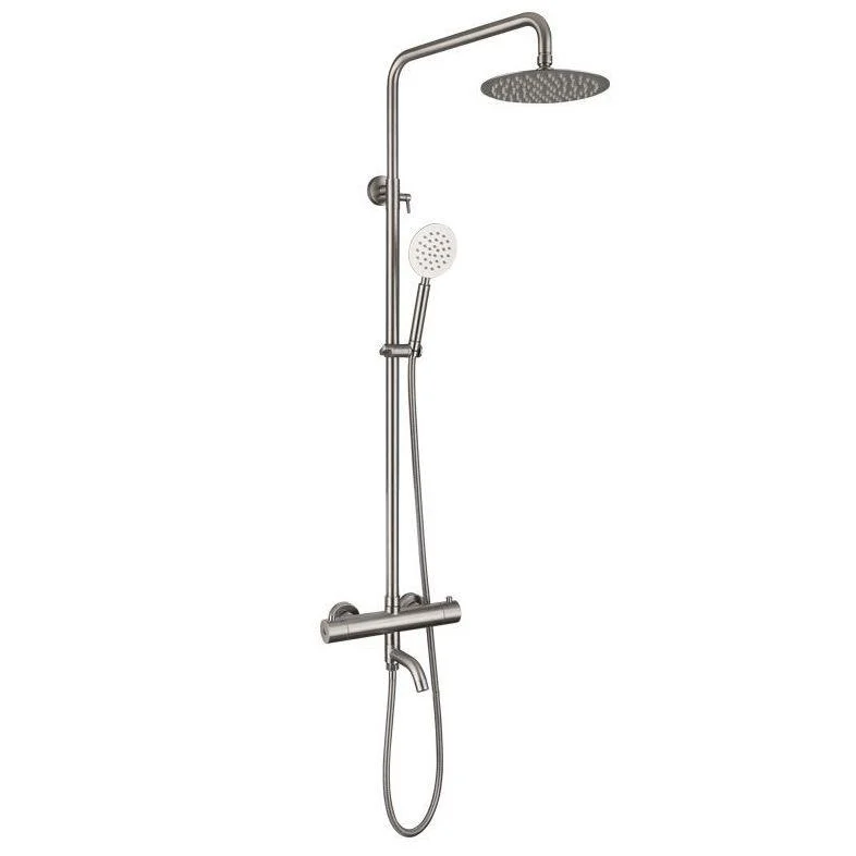 Modern Shower Set Stainless Steel Temperature Control Wall Mounted Shower Combo -Bathlova