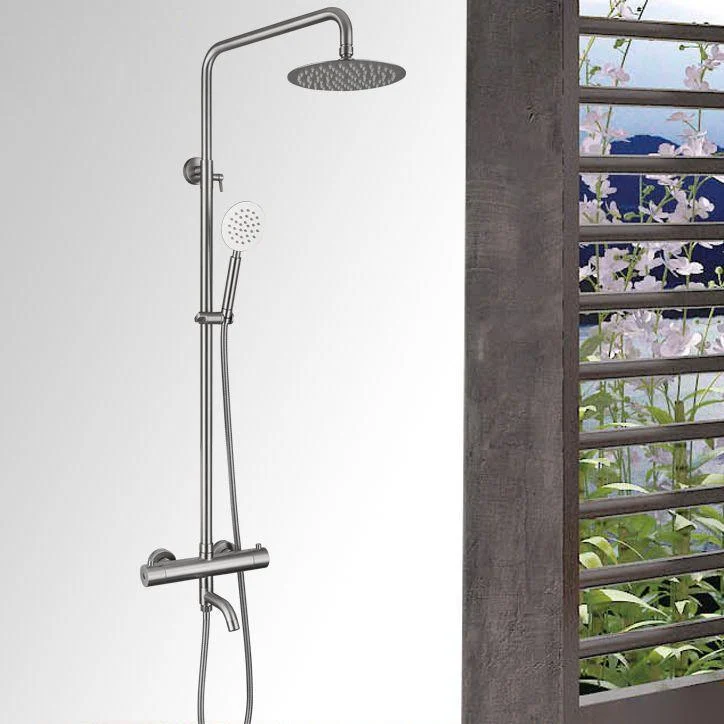 Modern Shower Set Stainless Steel Temperature Control Wall Mounted Shower Combo -Bathlova