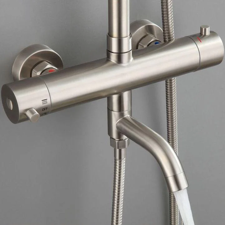 Modern Shower Set Stainless Steel Temperature Control Wall Mounted Shower Combo -Bathlova