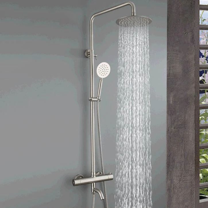 Modern Shower Set Stainless Steel Temperature Control Wall Mounted Shower Combo -Bathlova