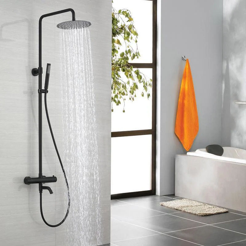 Modern Shower Set Stainless Steel Temperature Control Wall Mounted Shower Combo -Bathlova