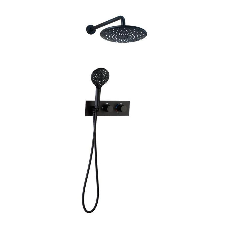 Modern Shower System Black Round Head Wall Mounted Shower Trim -Bathlova