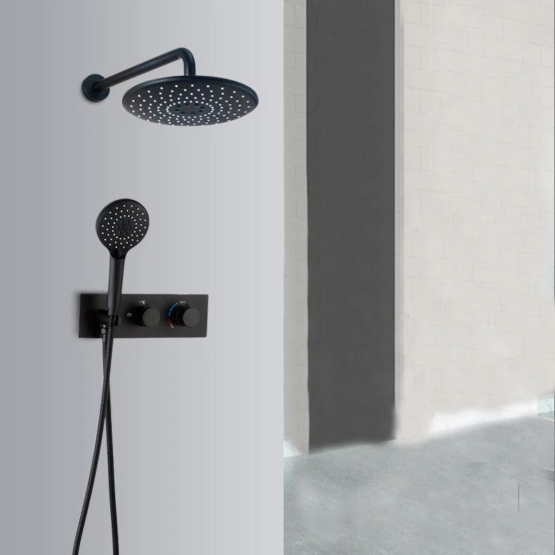 Modern Shower System Black Round Head Wall Mounted Shower Trim -Bathlova