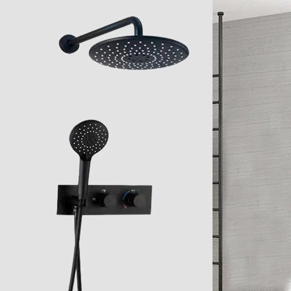 Modern Shower System Black Round Head Wall Mounted Shower Trim -Bathlova