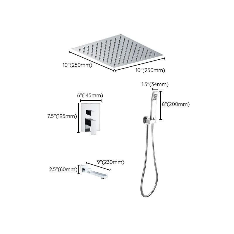 Modern Shower System Brass Adjustable Spray Pattern Ceiling Mounted Shower Combo -Bathlova