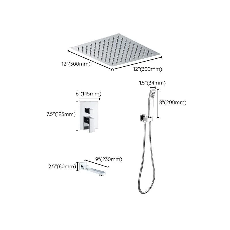 Modern Shower System Brass Adjustable Spray Pattern Ceiling Mounted Shower Combo -Bathlova