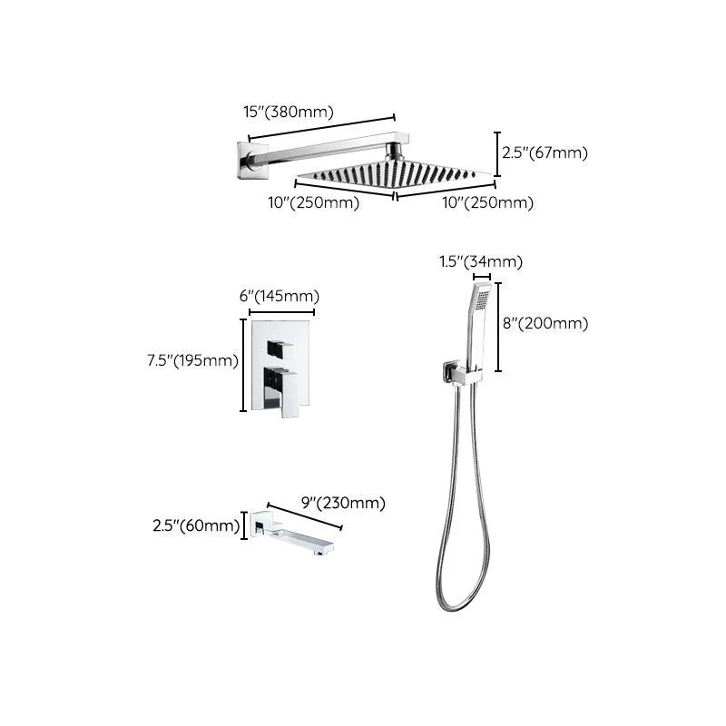 Modern Shower System Brass Adjustable Spray Pattern Ceiling Mounted Shower Combo -Bathlova