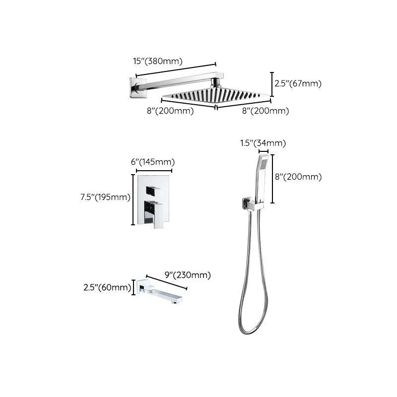 Modern Shower System Brass Adjustable Spray Pattern Ceiling Mounted Shower Combo -Bathlova