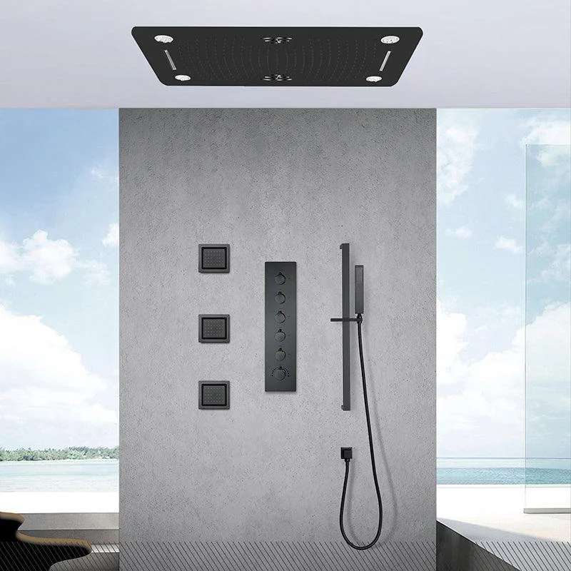 Modern Shower System Brass Slide Bar Included Ceiling Mounted Shower Head Combo -Bathlova