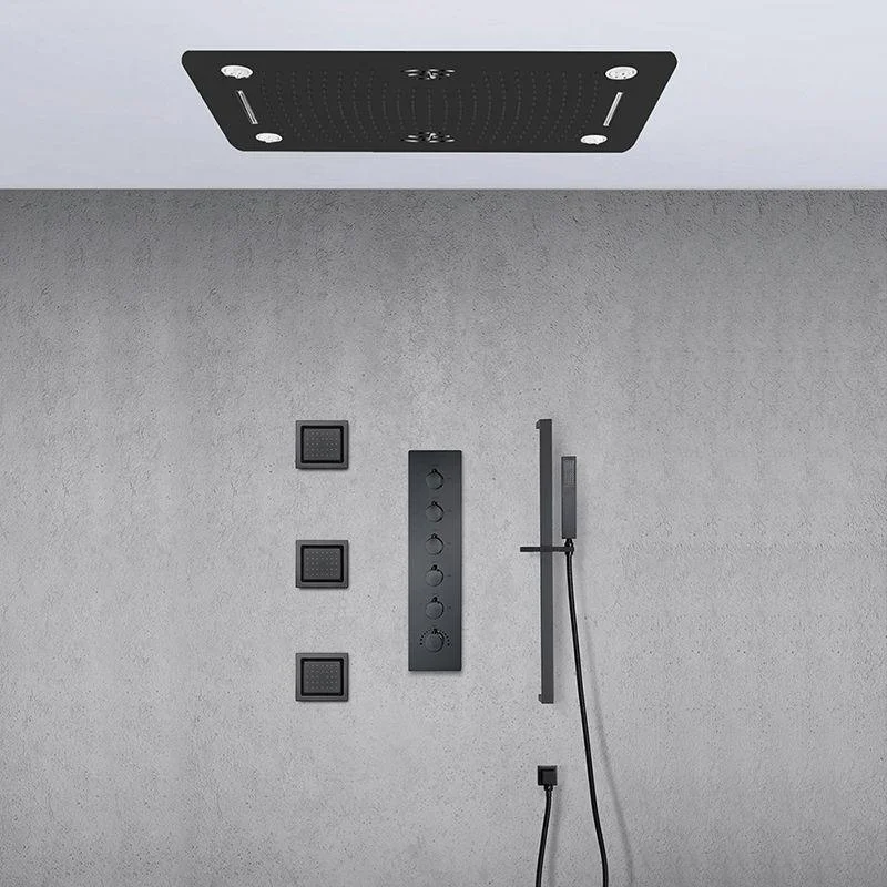 Modern Shower System Brass Slide Bar Included Ceiling Mounted Shower Head Combo -Bathlova