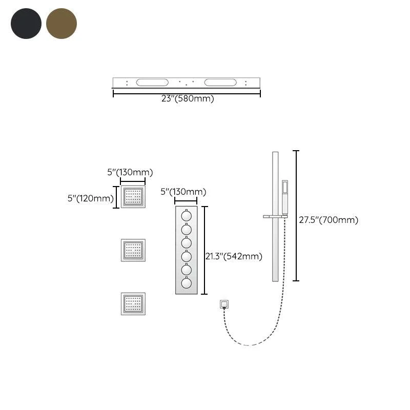 Modern Shower System Brass Slide Bar Included Ceiling Mounted Shower Head Combo -Bathlova