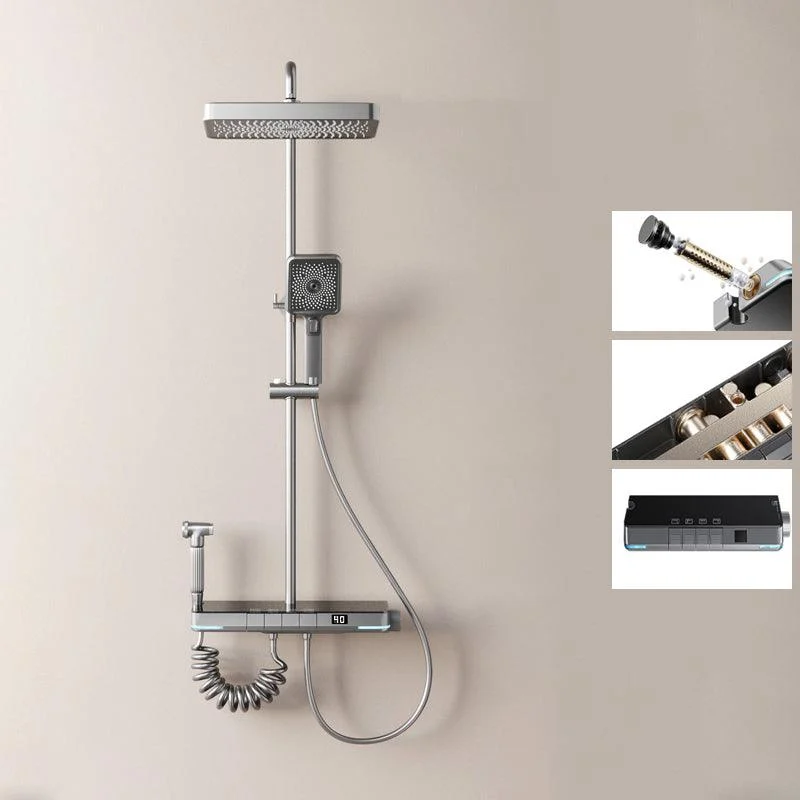 Modern Shower System Brass Slide Bar Included Wall Mounted Shower Set -Bathlova