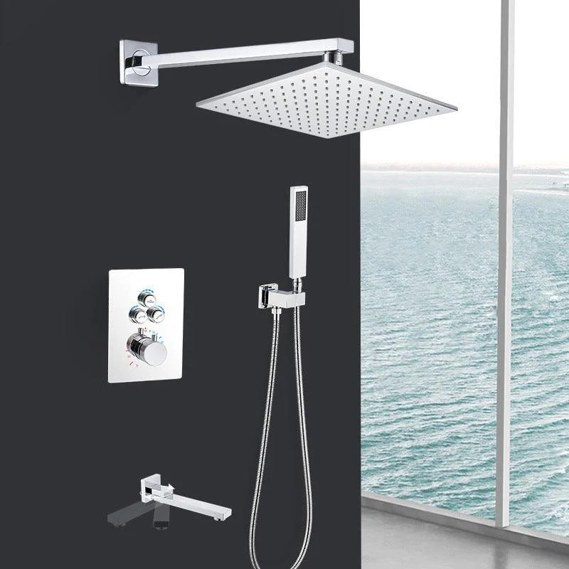 Modern Shower System Brass Temperature Control Adjustable Shower Head Shower Set -Bathlova