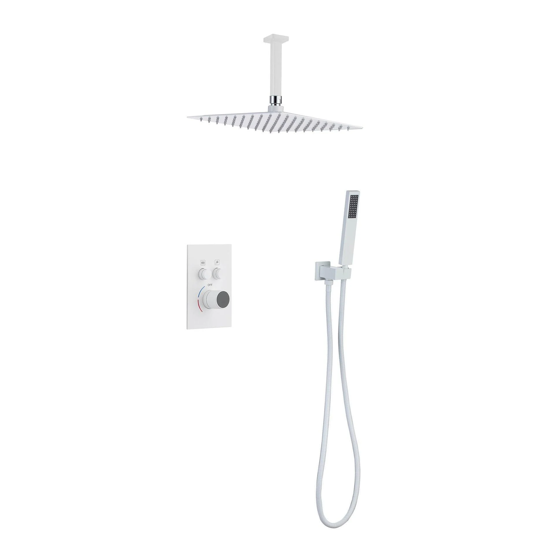 Modern Shower System Brass Temperature Control Ceiling Mounted Shower Combo -Bathlova