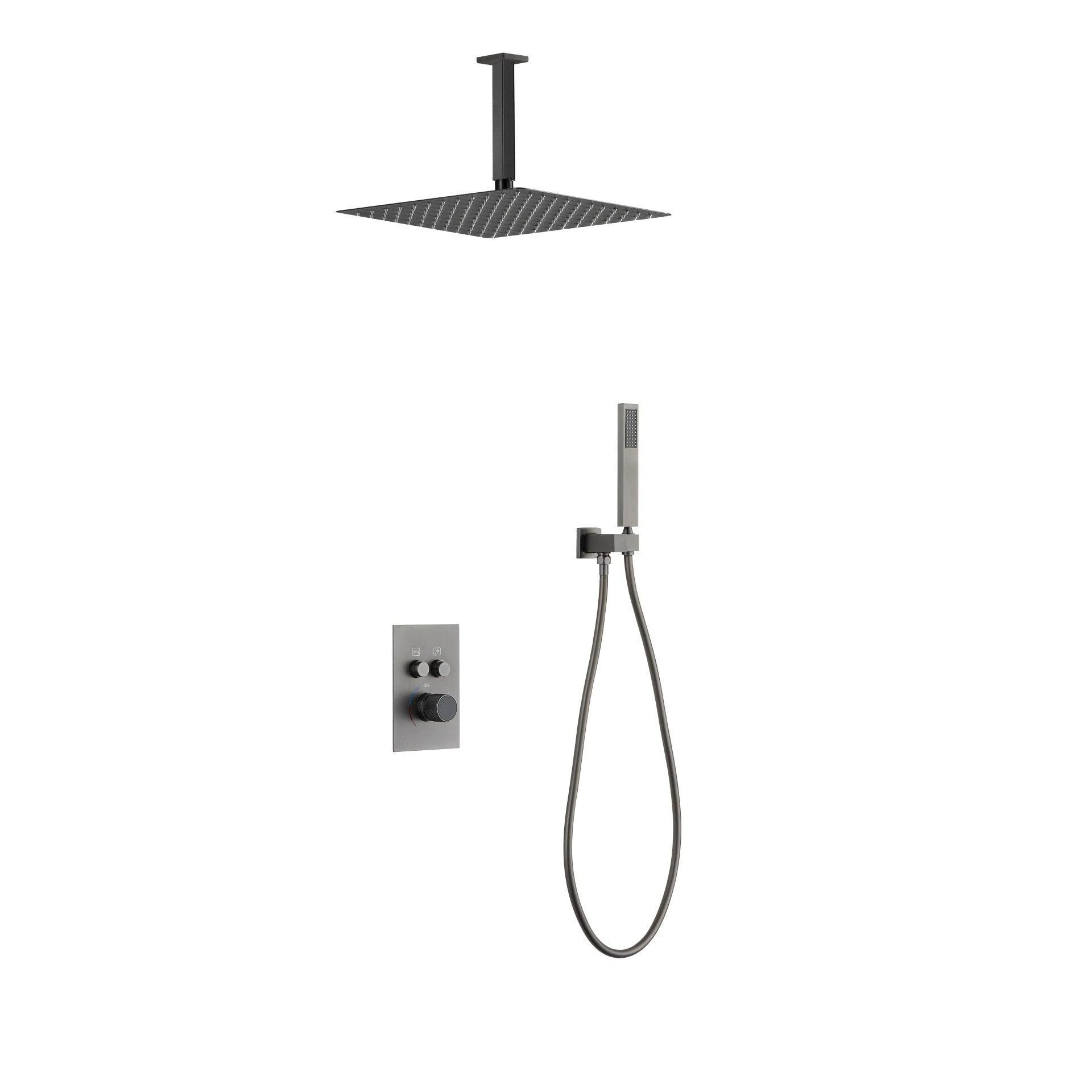 Modern Shower System Brass Temperature Control Ceiling Mounted Shower Combo -Bathlova