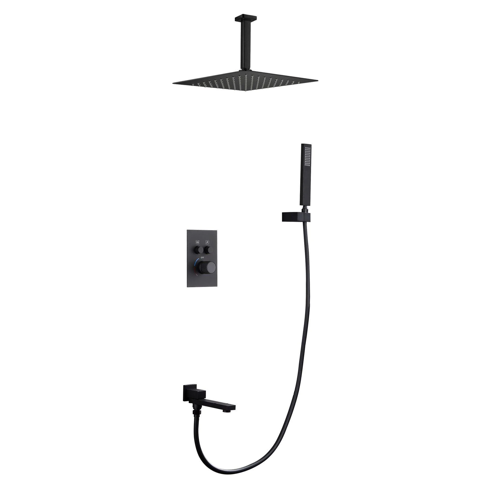 Modern Shower System Brass Temperature Control Ceiling Mounted Shower Combo -Bathlova