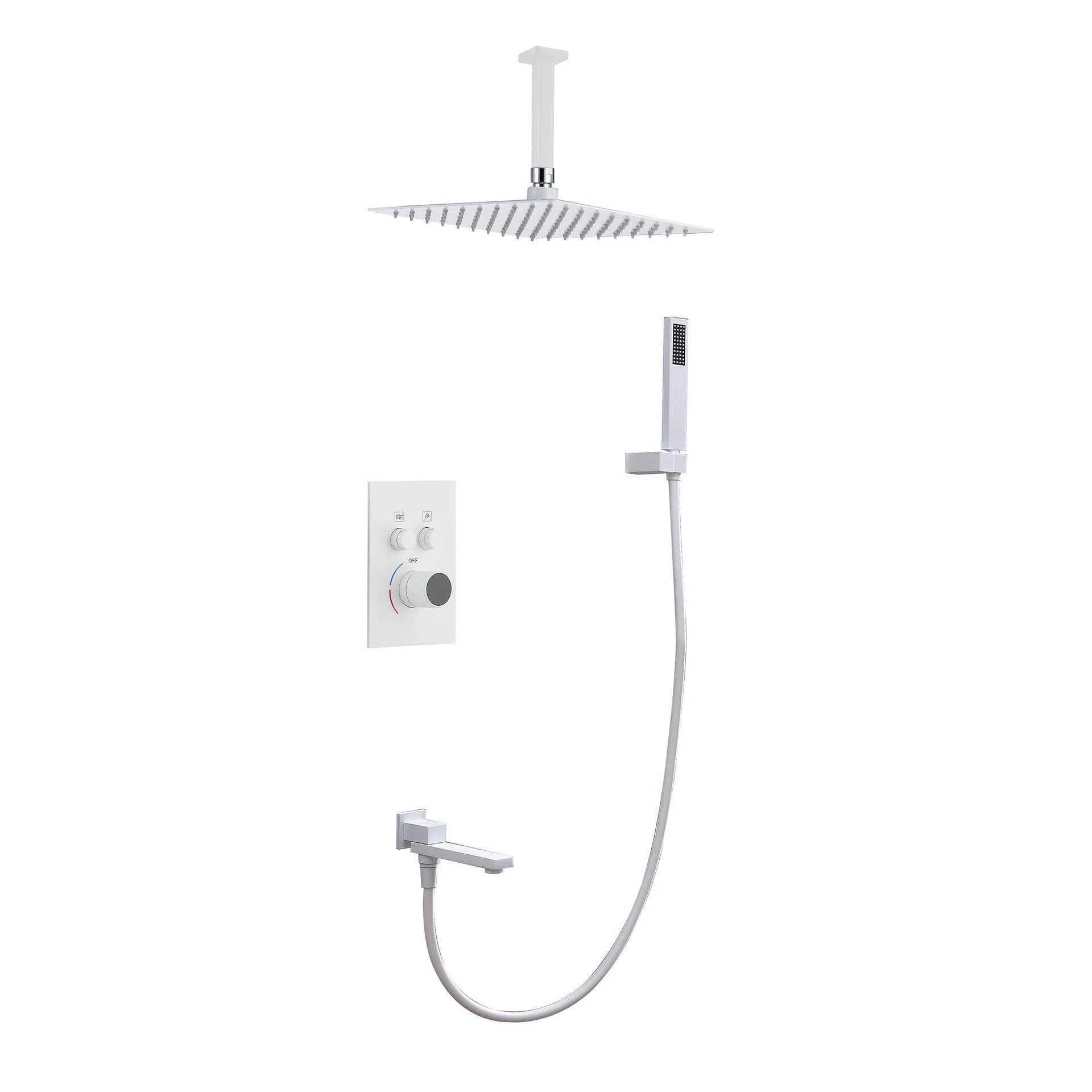 Modern Shower System Brass Temperature Control Ceiling Mounted Shower Combo -Bathlova