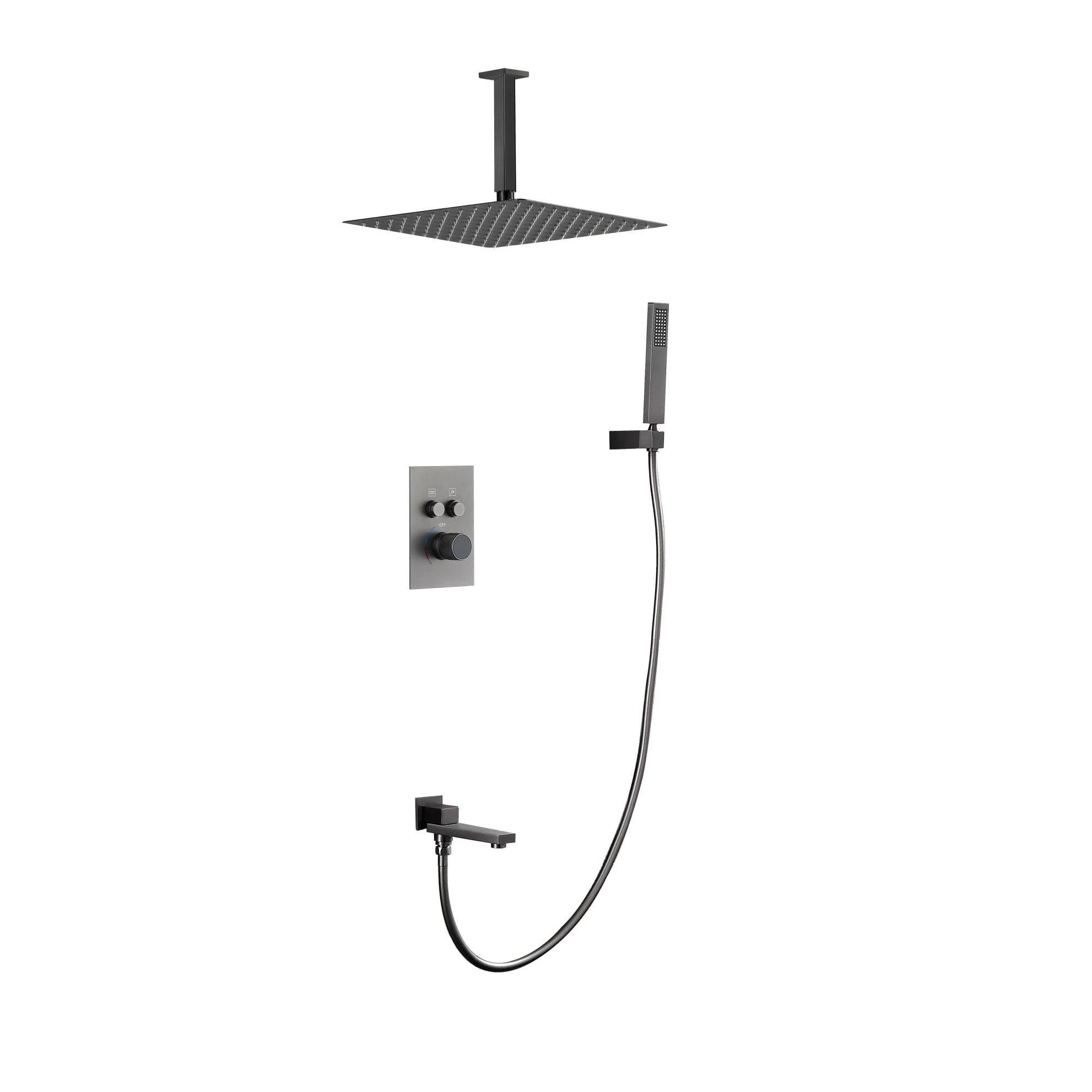 Modern Shower System Brass Temperature Control Ceiling Mounted Shower Combo -Bathlova