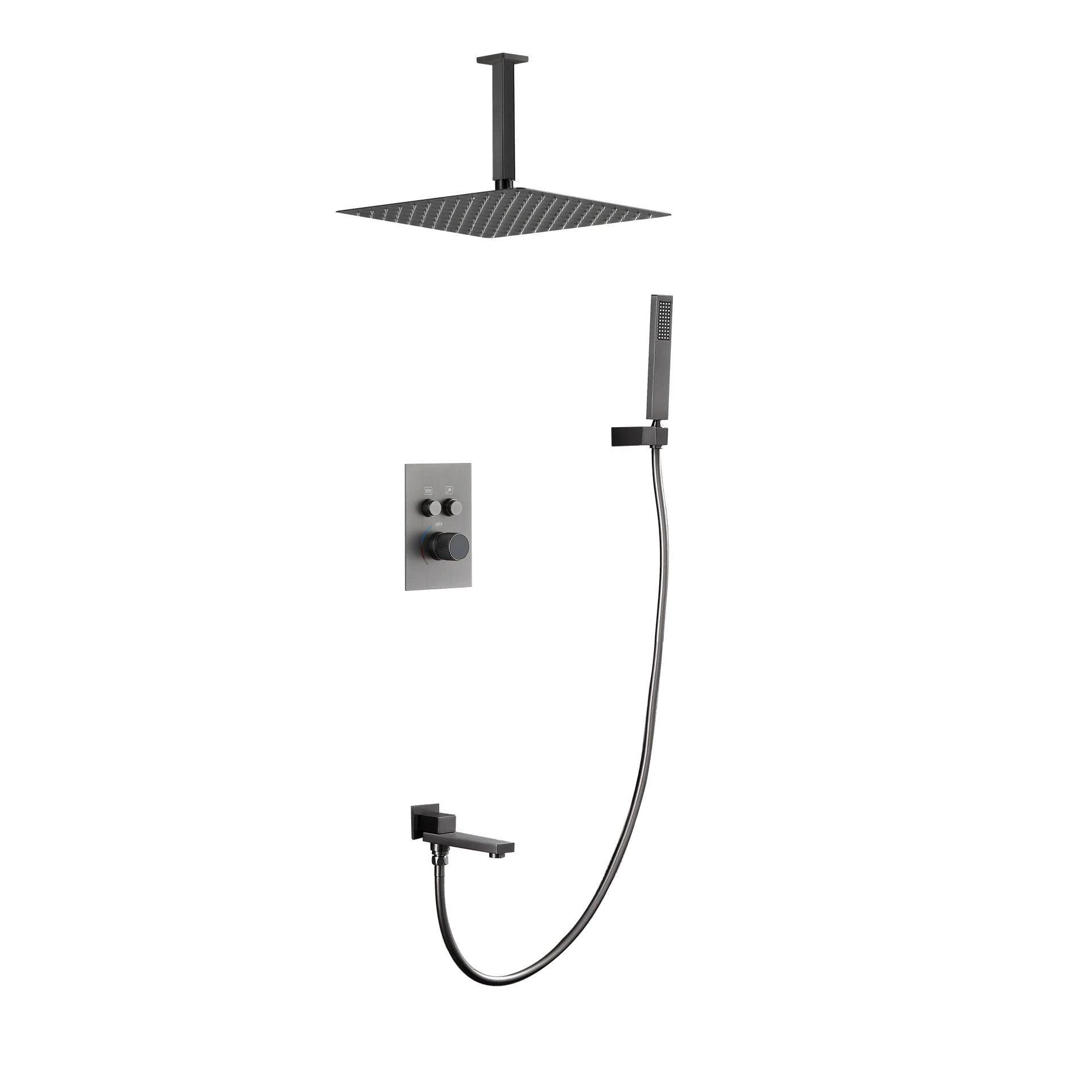 Modern Shower System Brass Temperature Control Ceiling Mounted Shower Combo -Bathlova