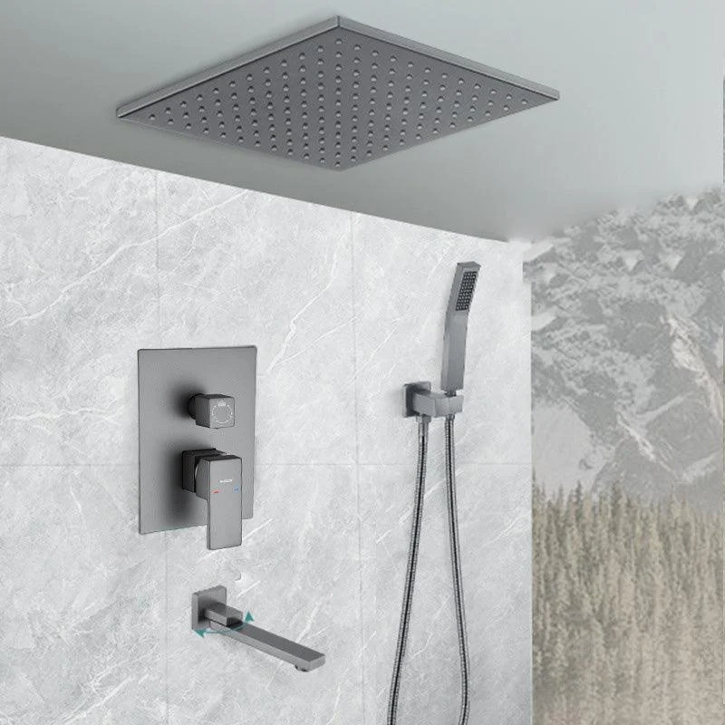 Modern Shower System Brass Temperature Control Ceiling Mounted Shower Head Combo -Bathlova