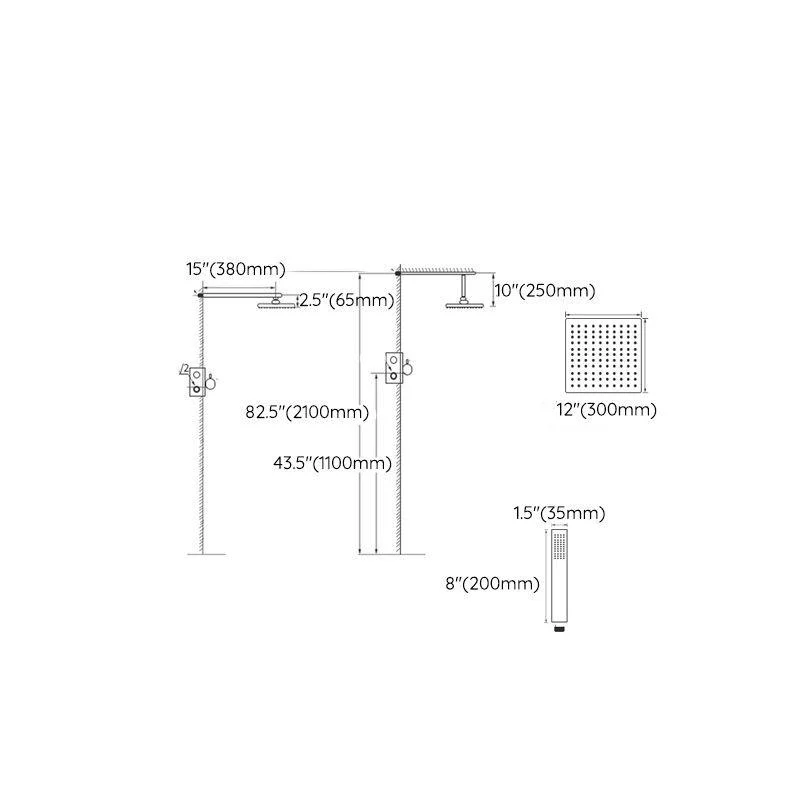 Modern Shower System Brass Temperature Control Ceiling Mounted Shower Head Combo -Bathlova