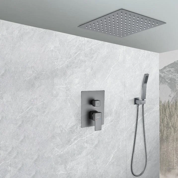 Modern Shower System Brass Temperature Control Ceiling Mounted Shower Head Combo -Bathlova