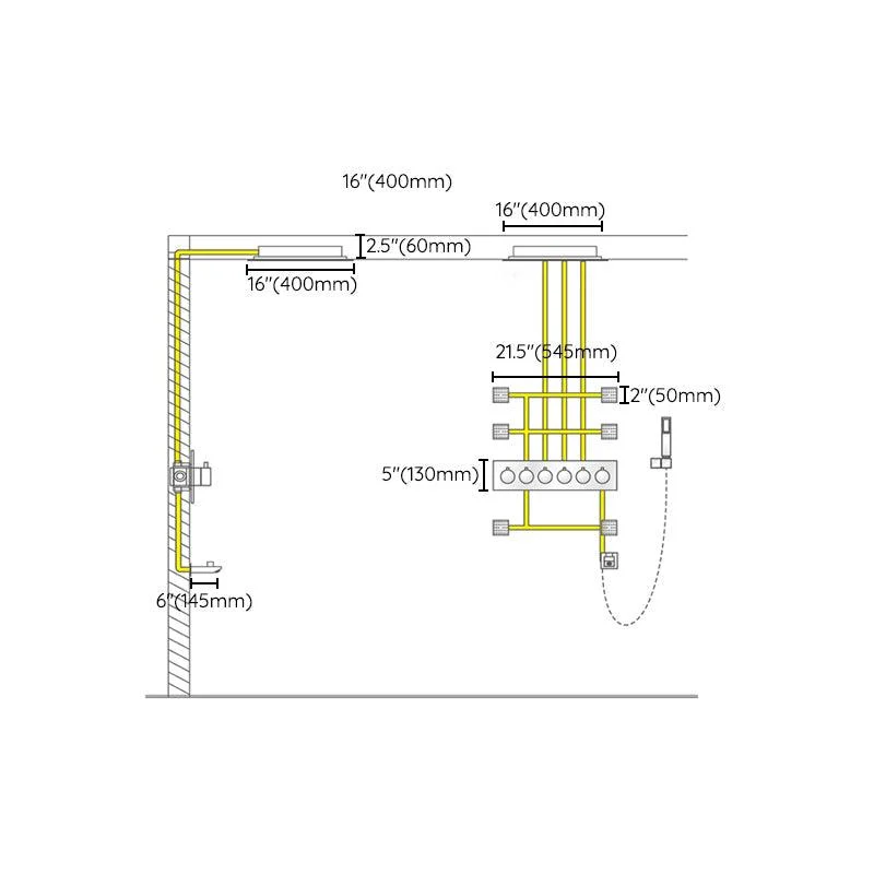 Modern Shower System Brass Temperature Control Ceiling Mounted Shower Trim -Bathlova