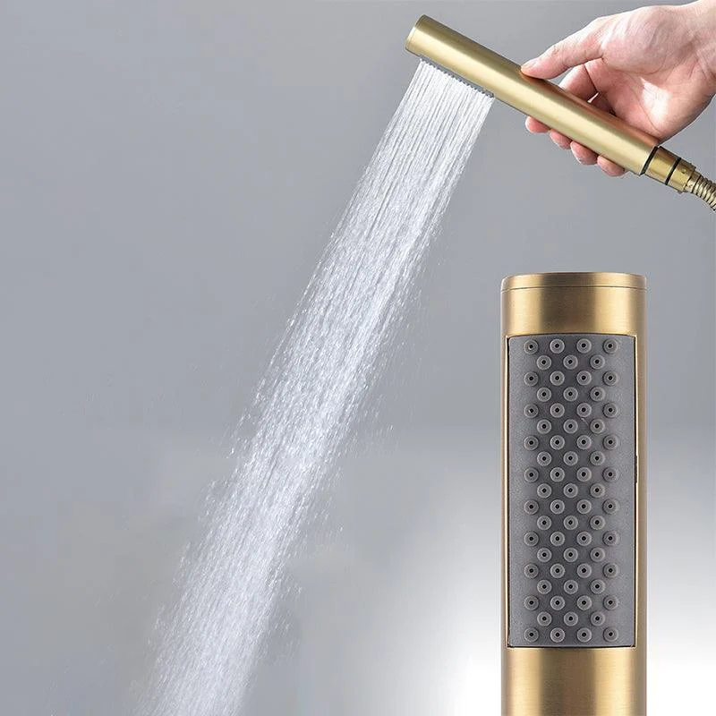 Modern Shower System Brass Temperature Control Fixed Shower Head Shower Combo -Bathlova