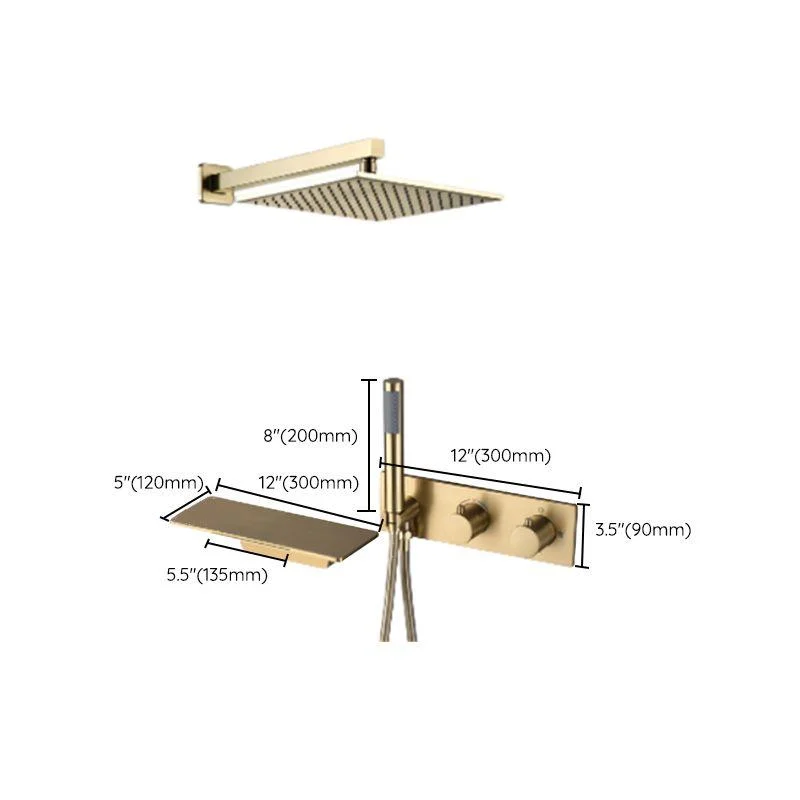 Modern Shower System Brass Temperature Control Fixed Shower Head Shower Combo -Bathlova