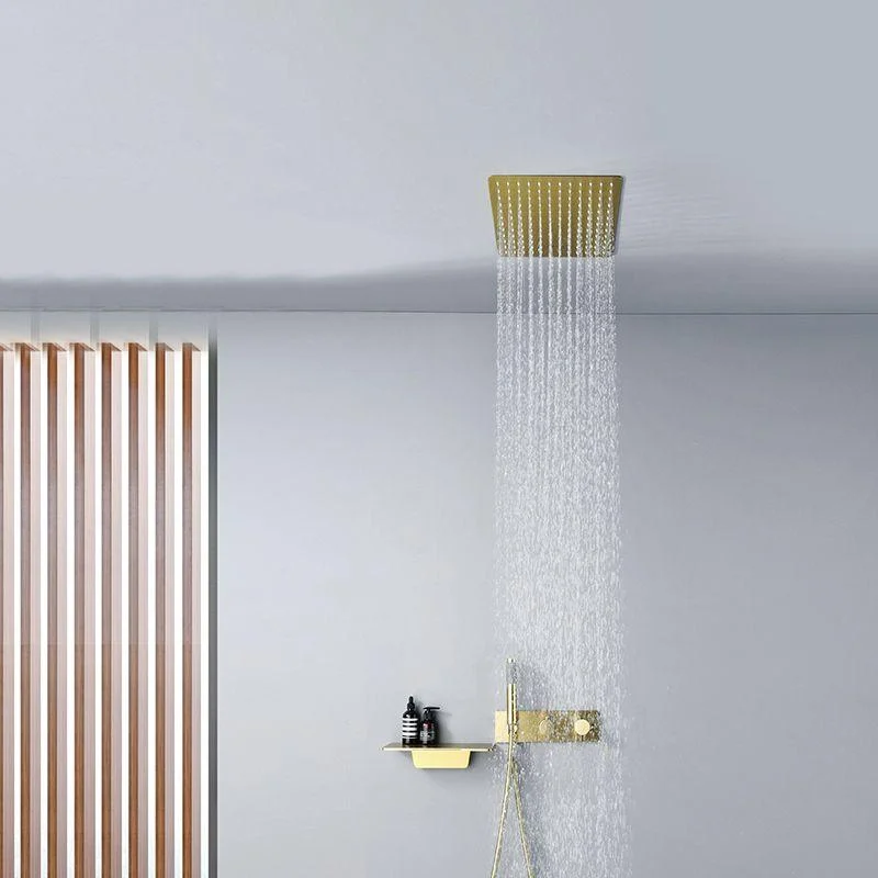 Modern Shower System Brass Temperature Control Fixed Shower Head Shower Combo -Bathlova