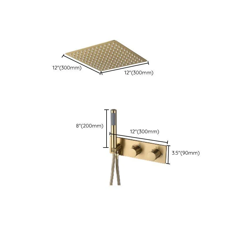 Modern Shower System Brass Temperature Control Fixed Shower Head Shower Combo -Bathlova