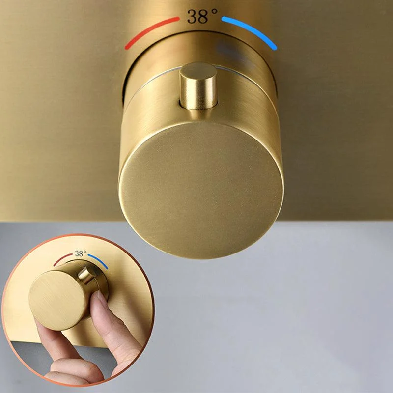 Modern Shower System Brass Temperature Control Fixed Shower Head Shower Combo -Bathlova