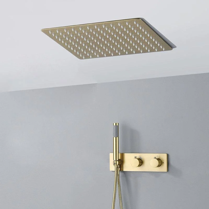 Modern Shower System Brass Temperature Control Fixed Shower Head Shower Combo -Bathlova