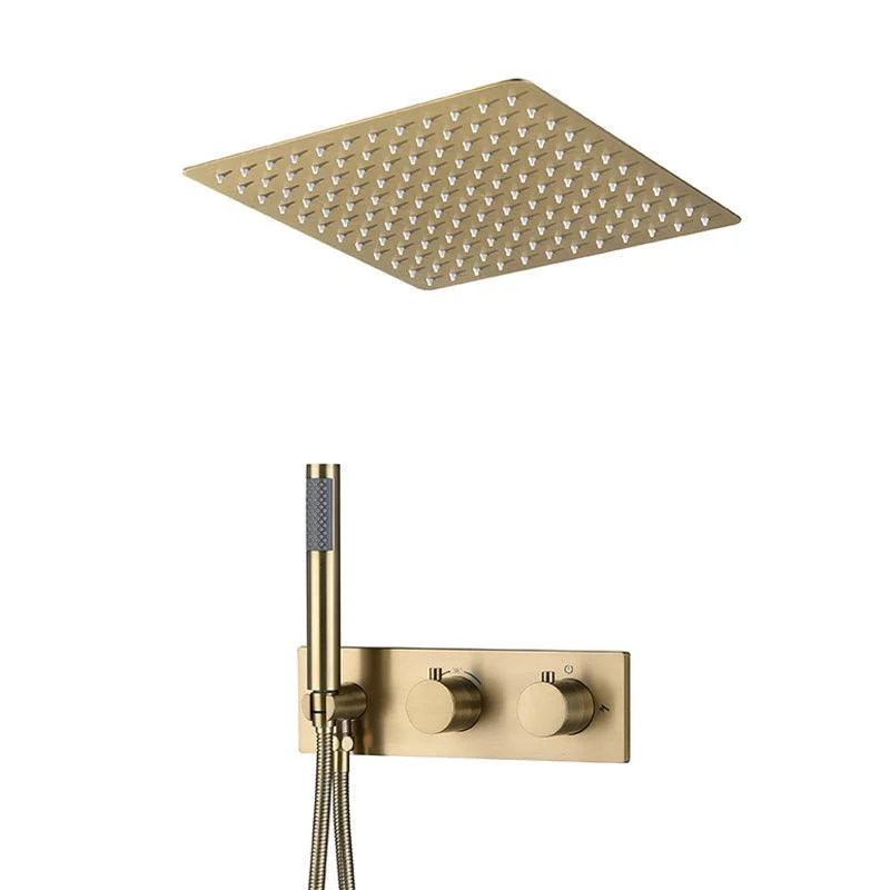 Modern Shower System Brass Temperature Control Fixed Shower Head Shower Combo -Bathlova