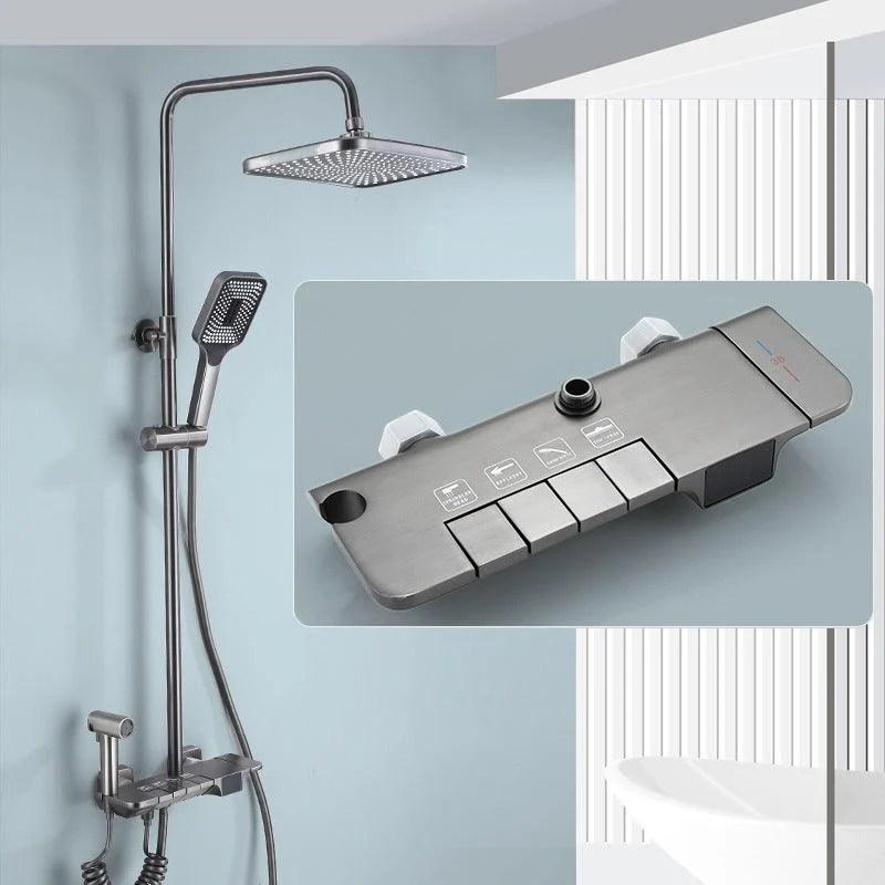 Modern Shower System Brass Temperature Control Wall Mounted Shower Head Combo -Bathlova