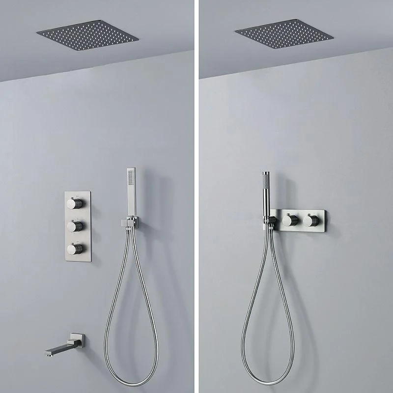 Modern Shower System Ceiling Mounted Square Dual Shower Head Shower Set -Bathlova