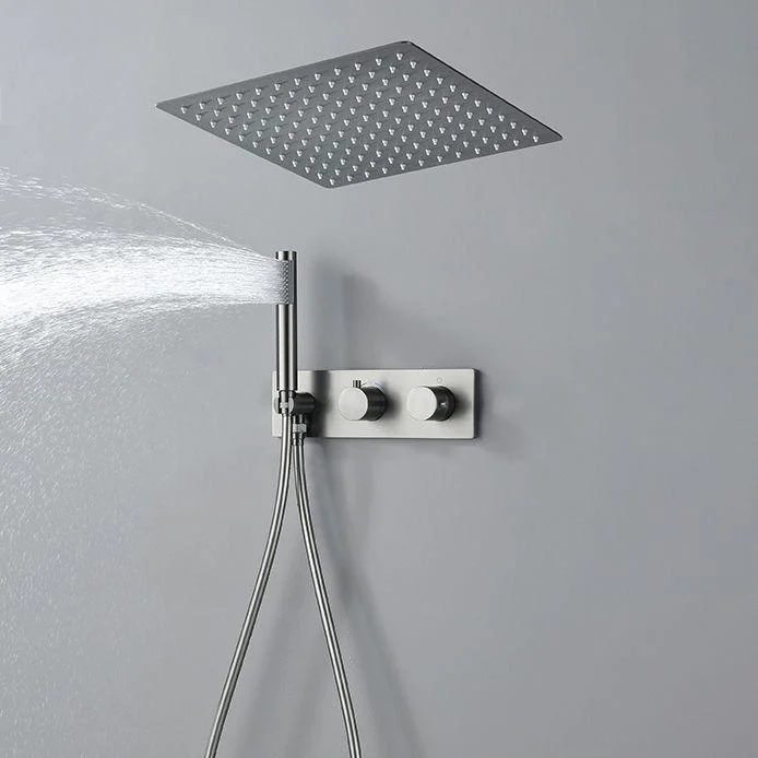 Modern Shower System Ceiling Mounted Square Dual Shower Head Shower Set -Bathlova