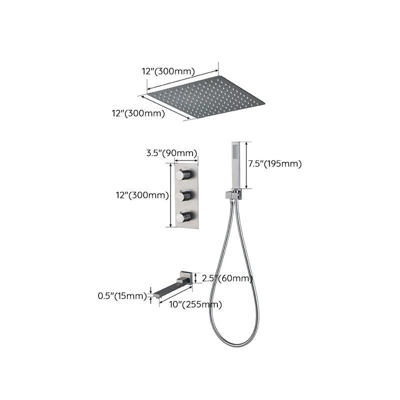 Modern Shower System Ceiling Mounted Square Dual Shower Head Shower Set -Bathlova