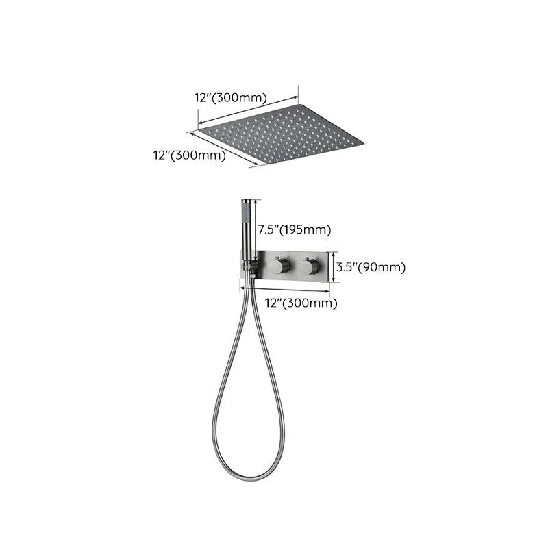 Modern Shower System Ceiling Mounted Square Dual Shower Head Shower Set -Bathlova