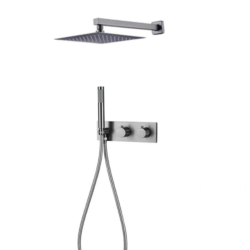 Modern Shower System Ceiling Mounted Square Dual Shower Head Shower Set -Bathlova