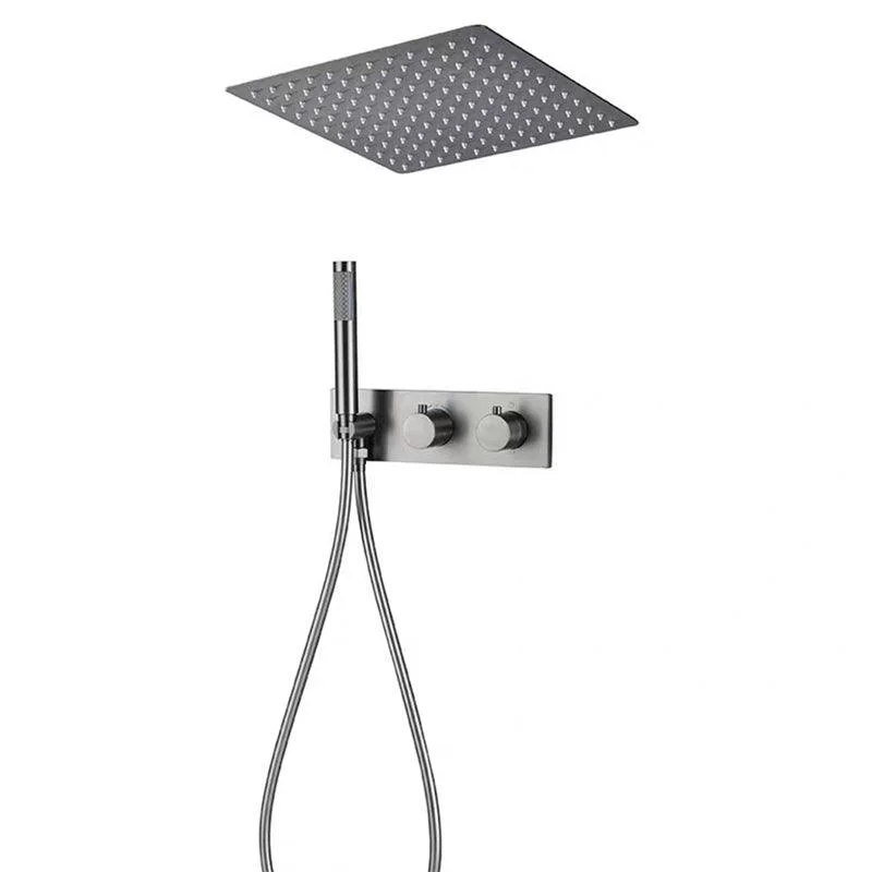 Modern Shower System Ceiling Mounted Square Dual Shower Head Shower Set -Bathlova