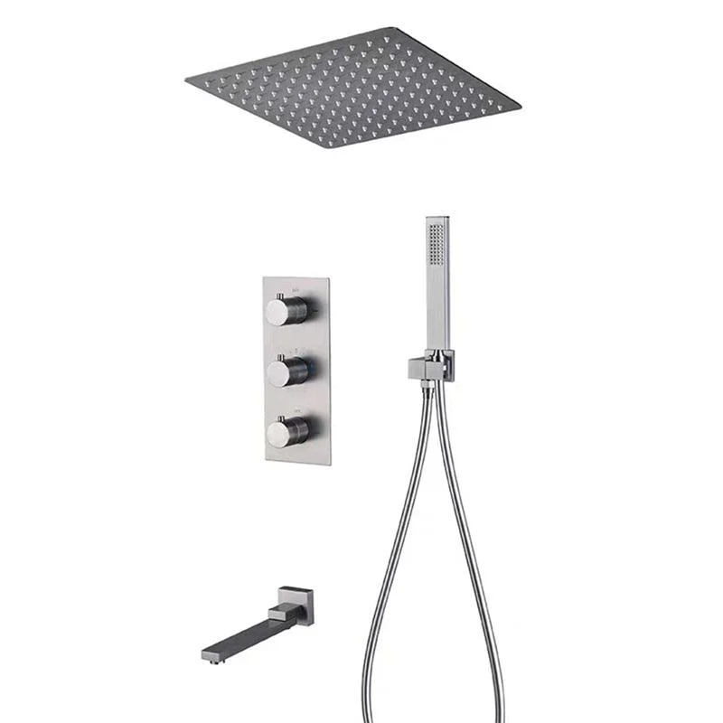 Modern Shower System Ceiling Mounted Square Dual Shower Head Shower Set -Bathlova