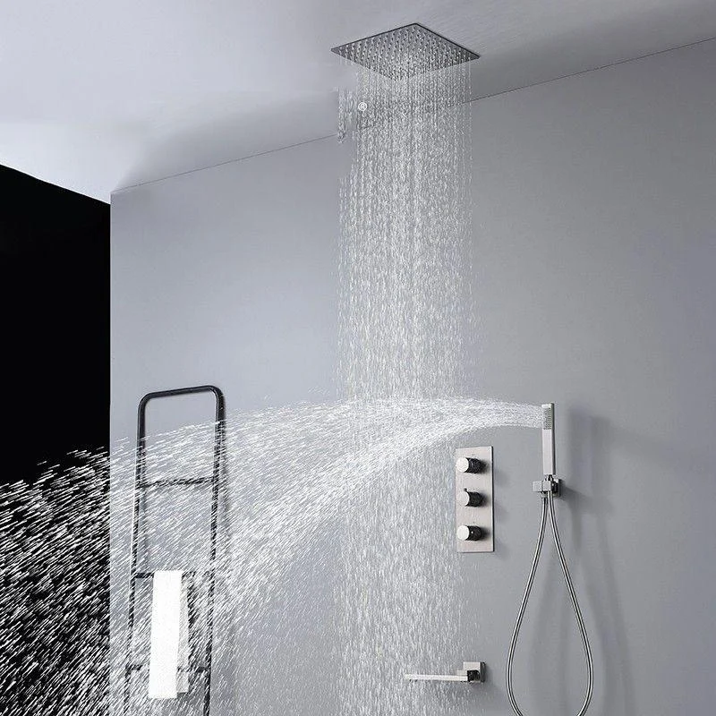 Modern Shower System Ceiling Mounted Square Dual Shower Head Shower Set -Bathlova