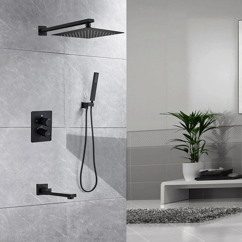 Modern Shower System Dual Shower Head Slide Bar Thermostatic Wall Mounted Shower Set -Bathlova