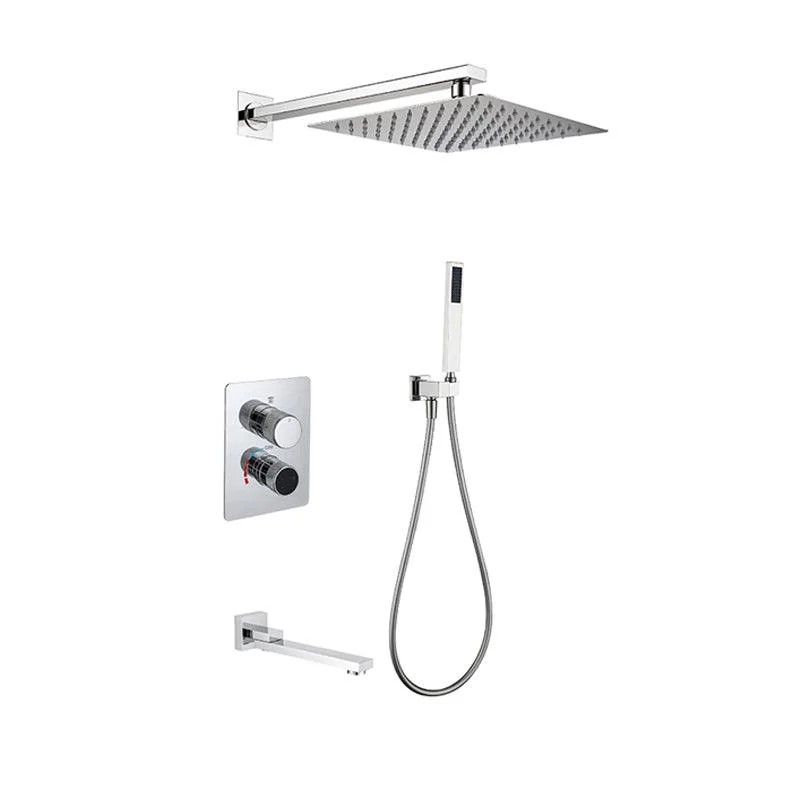 Modern Shower System Dual Shower Head Slide Bar Thermostatic Wall Mounted Shower Set -Bathlova