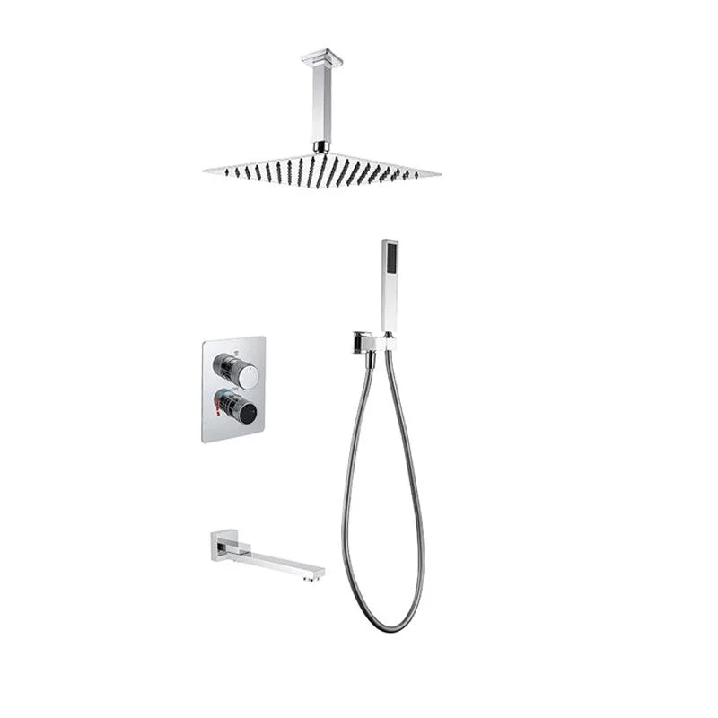 Modern Shower System Dual Shower Head Slide Bar Thermostatic Wall Mounted Shower Set -Bathlova