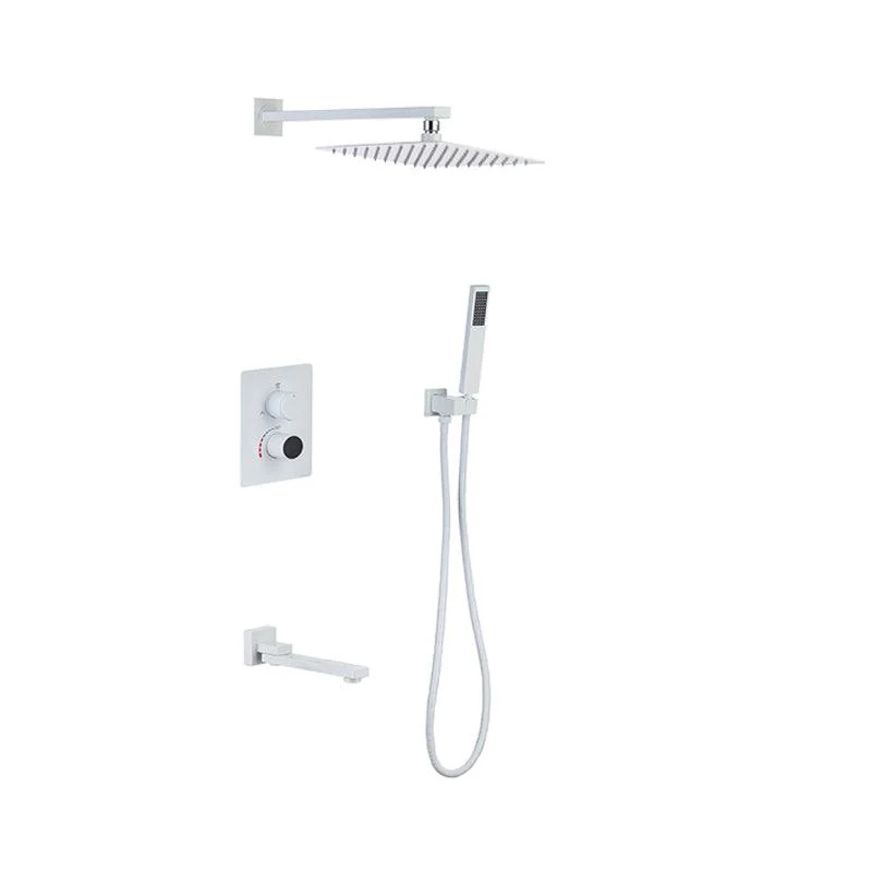 Modern Shower System Dual Shower Head Slide Bar Thermostatic Wall Mounted Shower Set -Bathlova