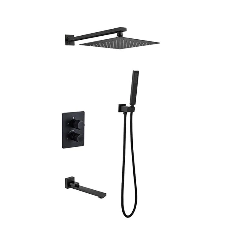 Modern Shower System Dual Shower Head Slide Bar Thermostatic Wall Mounted Shower Set -Bathlova